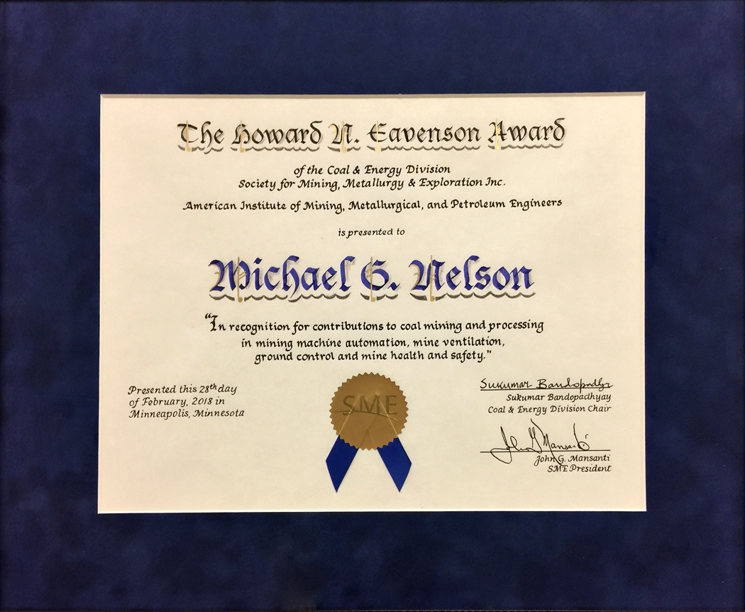 AIME Howard N. Eavenson Award